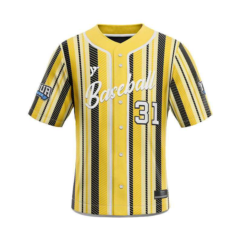 Vibrant Yellow Striped Baseball Jersey Vibrant Yellow Striped Baseball Jersey