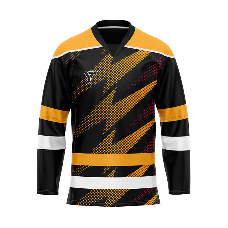 Black Yellow Lightning Ice Hockey Jersey Black Yellow Lightning Ice Hockey Jersey