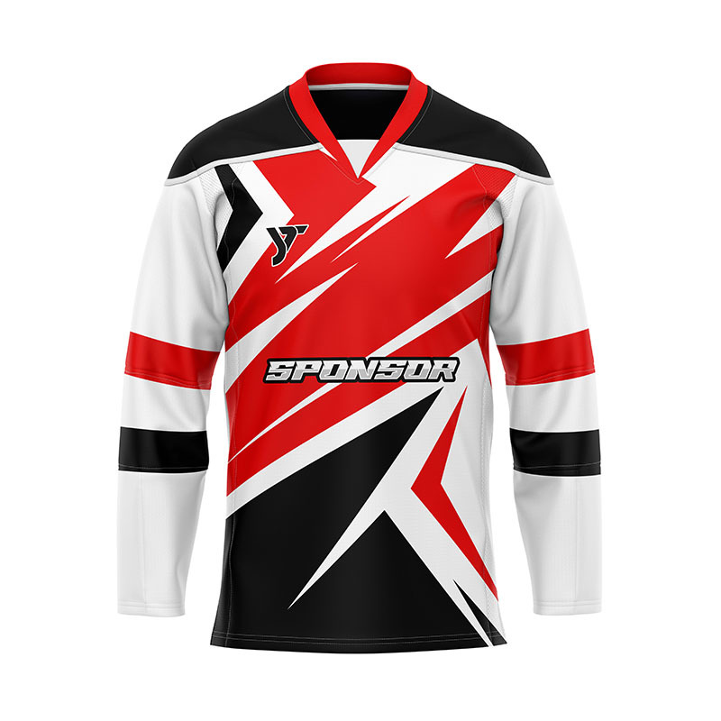 Black Red Flash Ice Hockey Jersey