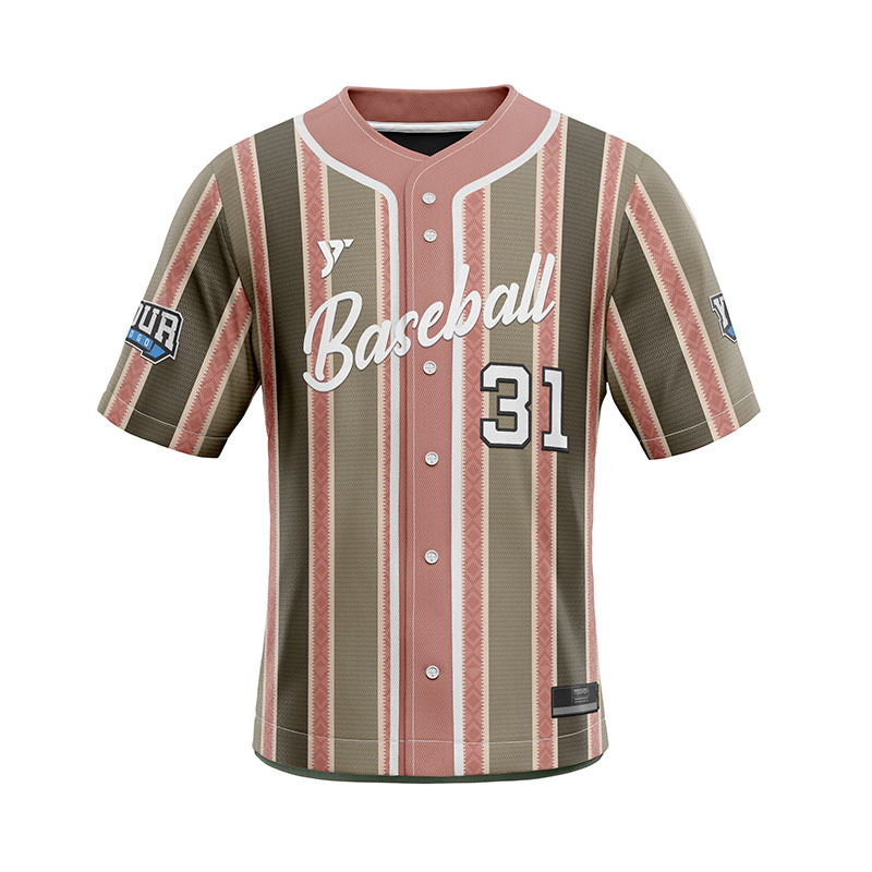 Brown Pink Striped Baseball Jersey Brown Pink Striped Baseball Jersey