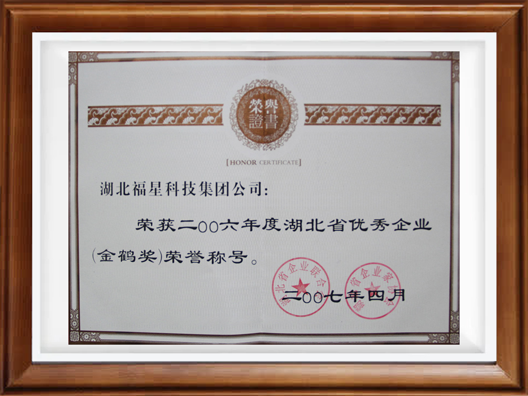 2006年度湖北省优秀企业金鹤奖