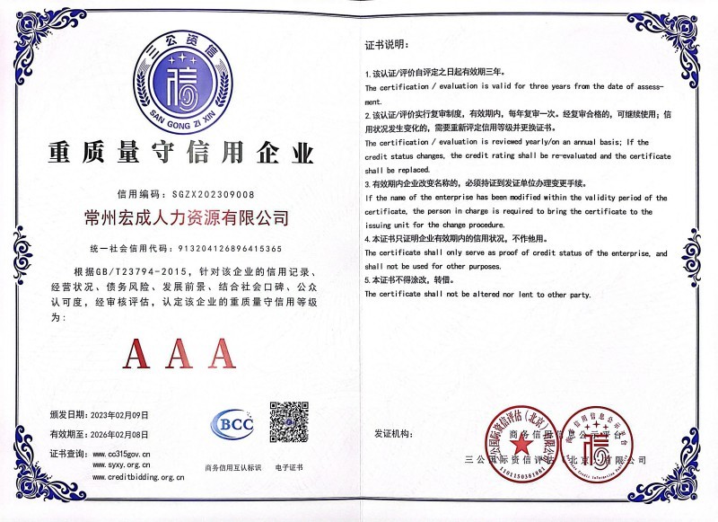 重質量守信用企業