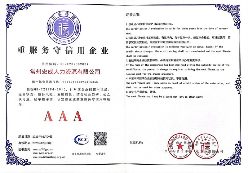 重服務守信用企業