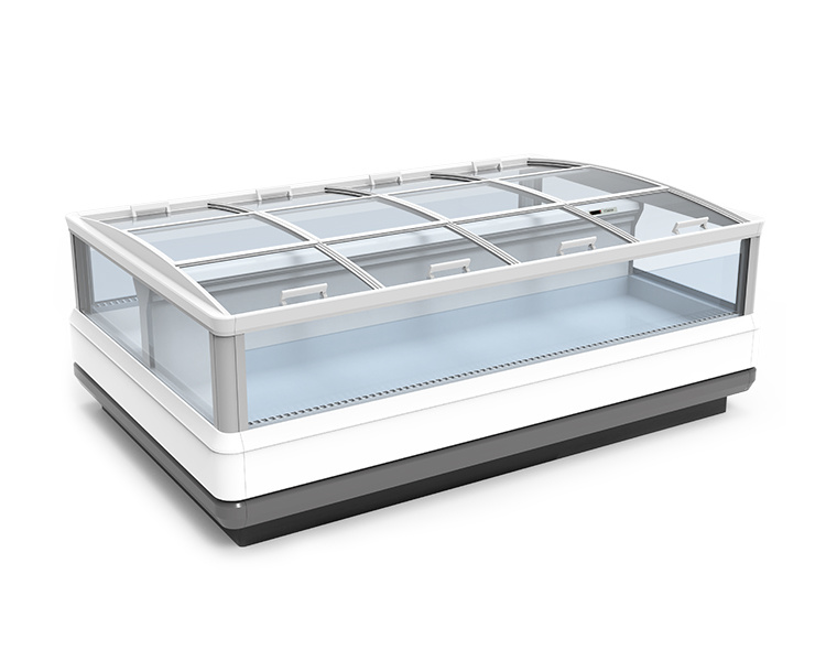 Horizontal double-island freezer with door