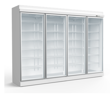 Partitioned glass door display cabinet - narrow depth