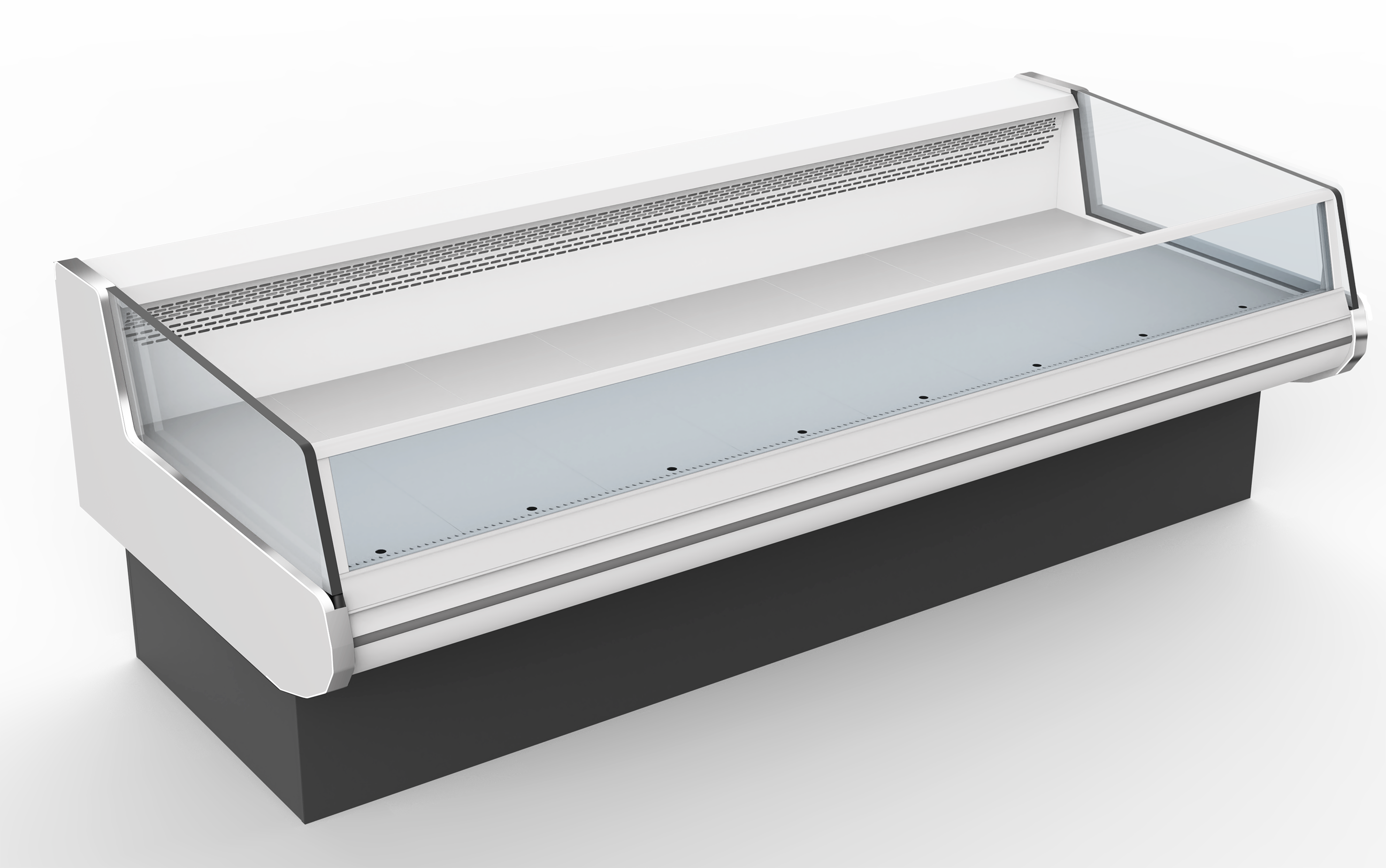 Curved glass service counter
