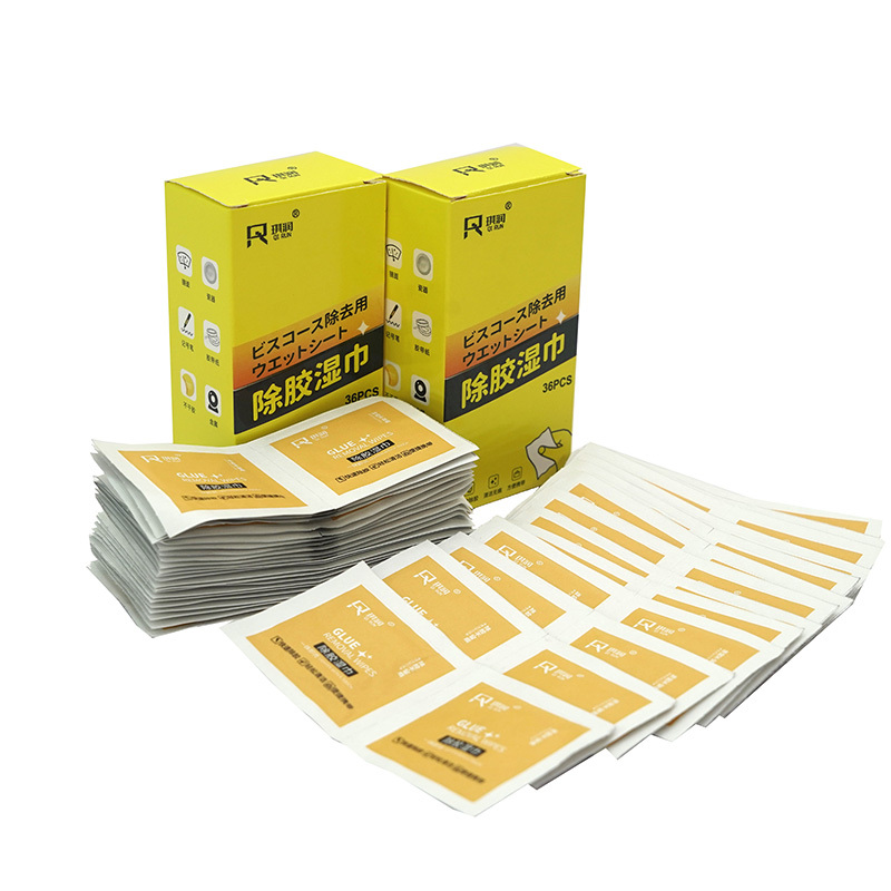Adhesive free wet wipes cotton pads
