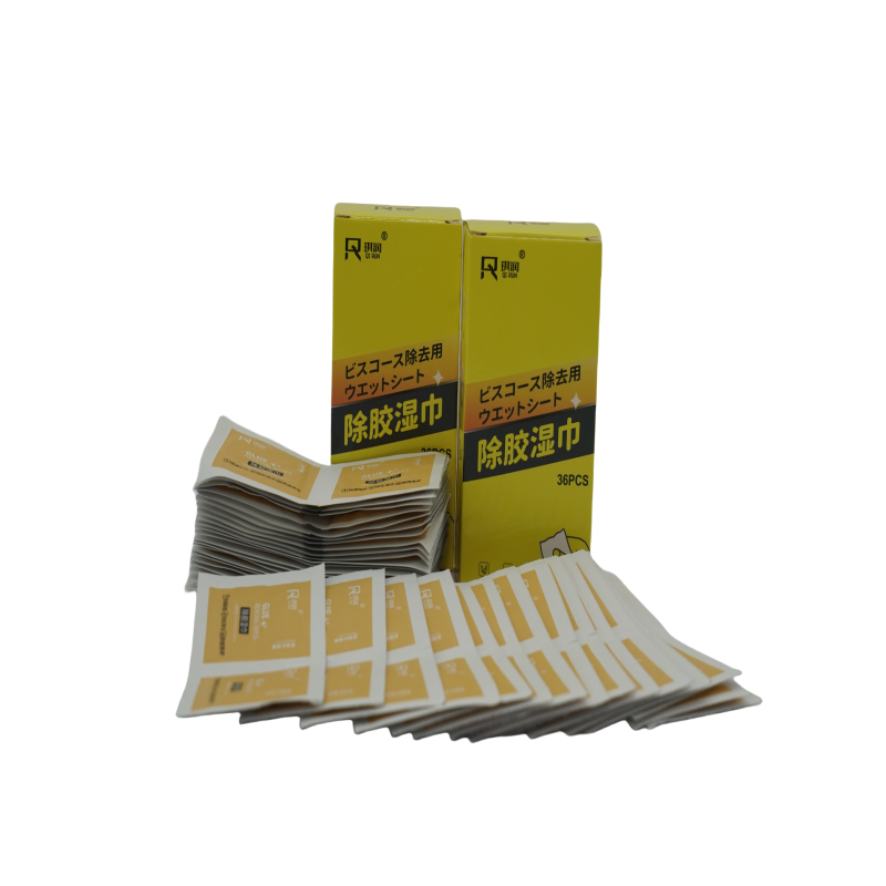 Adhesive removal custom wet wipes