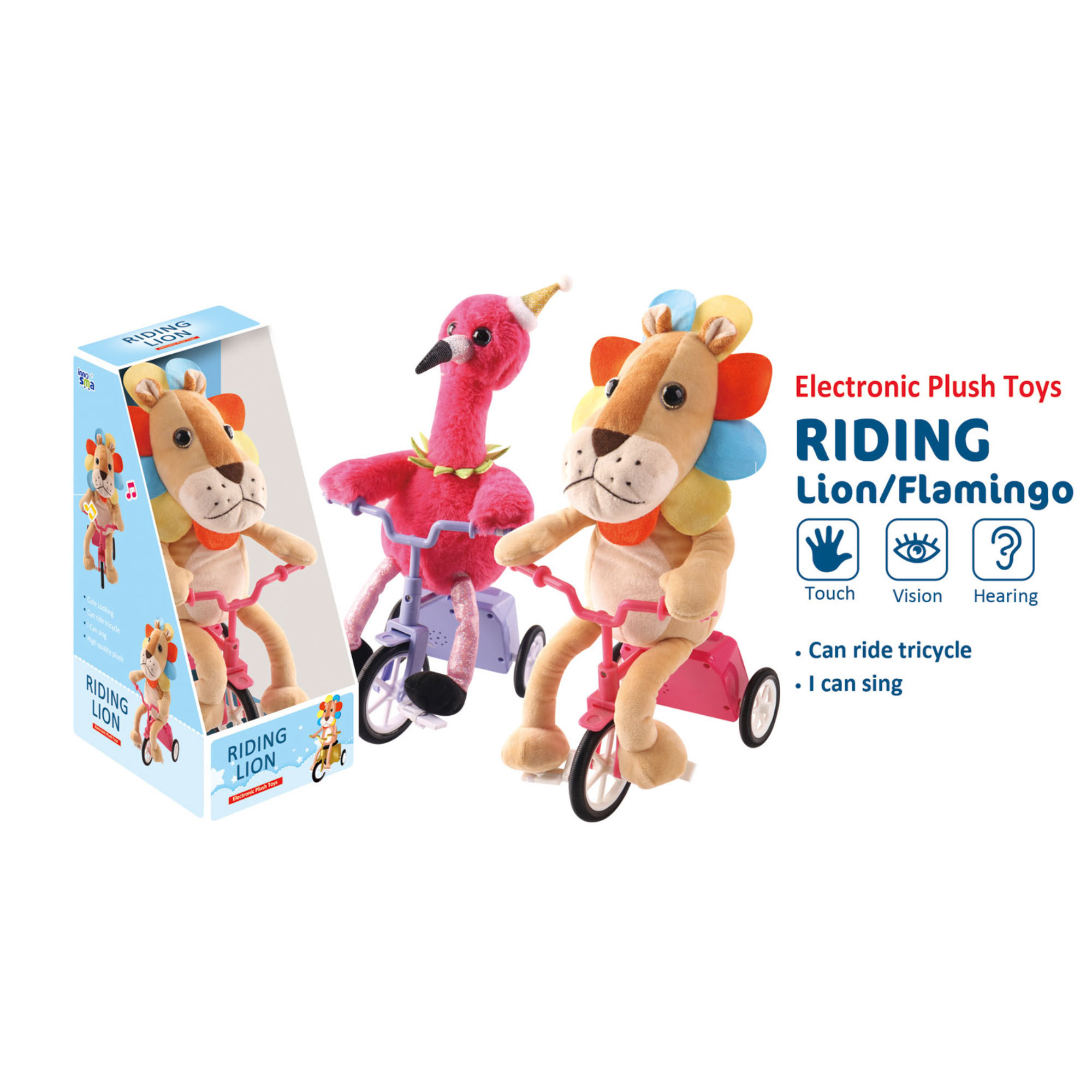 Electronic Plush Toys Riding Lion/Flamingo