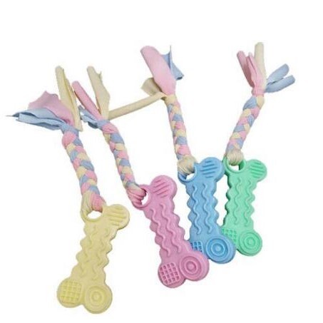 Durable Rope with Bone Shape Dog Chew Toy Natural  Bone Shape Rubber Toy for Dog Training Chewing Interactive Toy Clean Teeth