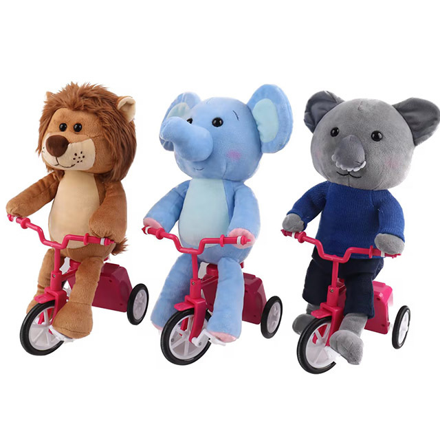 Interesting Animals Bike Riding Electric Plush Movement Electronic Plush Toy Juguetes Stuffed Animal Toys