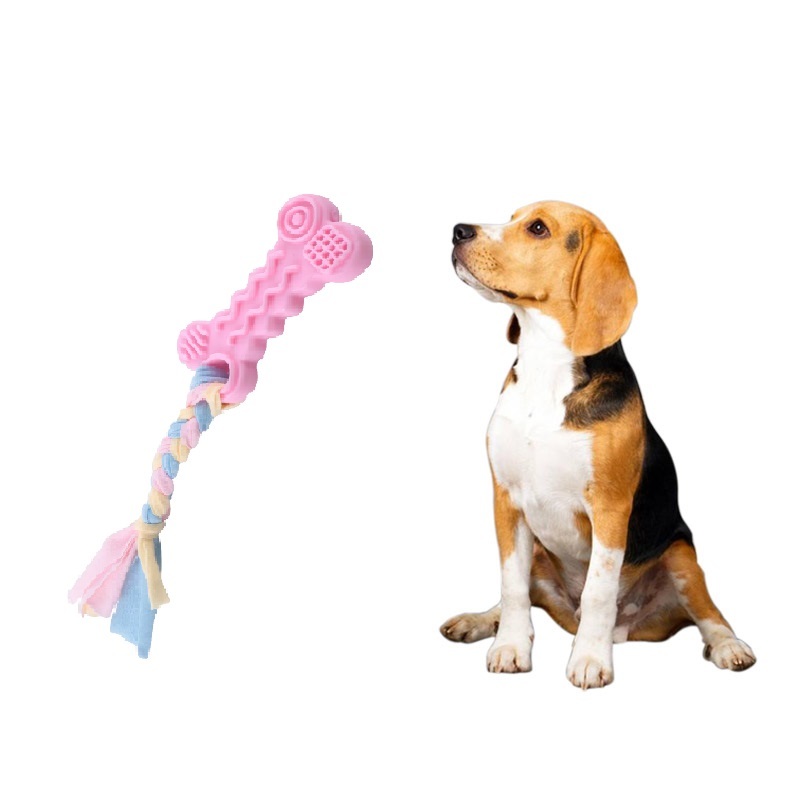 Durable Rope with Bone Shape Dog Chew Toy Natural  Bone Shape Rubber Toy for Dog Training Chewing Interactive Toy Clean Teeth