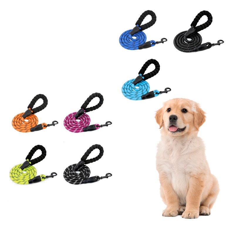 Custom Wholesale Nylon Rope Long Dog Leash with Lockable Hook Handle Climbing Rope Braided Dog Leash for Dogs OEM