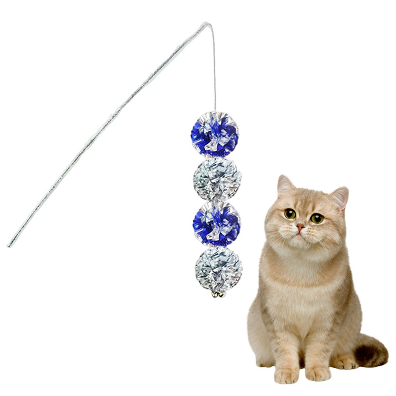 Interactive Cat Teaser Wand with Sound Paper Tasselsl for Cat and Kitten Multiple Colors Bend Freely, Not Easy to Deformed,