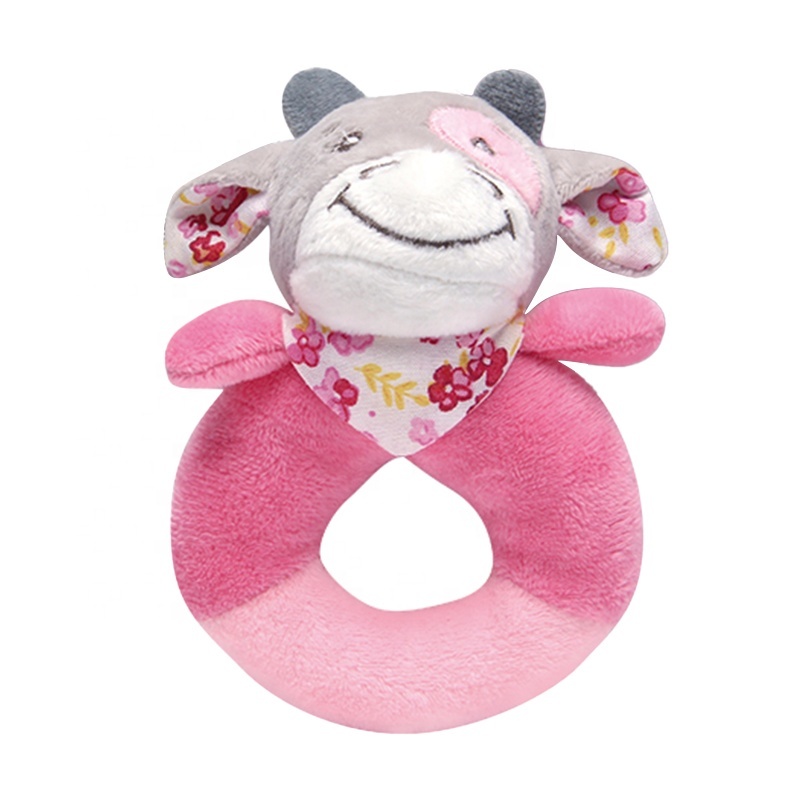 Electronic Plush Toy Colorful Stuffed Rhinoceros Soft Plush Baby Toy Rattle Bell Ring Plush Baby Bell Toy