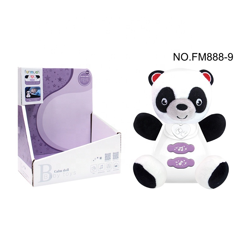 Lovely Musical Stuffed Animal Toy Baby Soft Plush Soothing Panda With Light Electronic Plush Toy