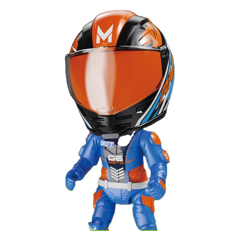 Alloy Toy Motorcycle Rider Figure Educational Toys DIY Helmet