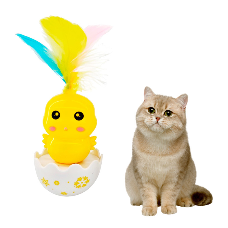 Pets Toys and Hot Selling Tumbler Cat Self-relief Artifact Cat Stick Feather Stick Kitten Cat Pet Little Yellow Chicken Tumbler