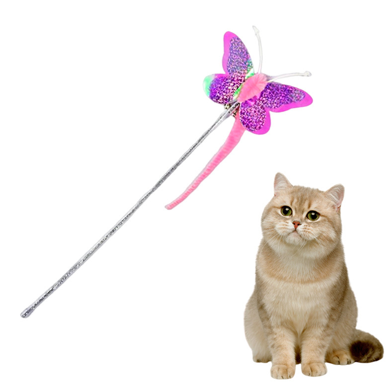 Interactive Cat Teaser Wand with Sound Insect Modeling for Cat and Kitten Multiple Colors Bend Freely, Not Easy to Deformed,