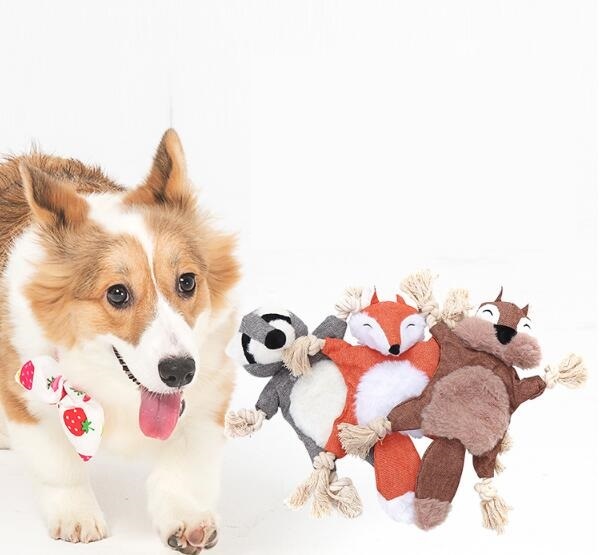 Stuffed Dog Toy Squirrel fox Shape Contains Sound Paper BB Called Pet Toy Batch Explosion