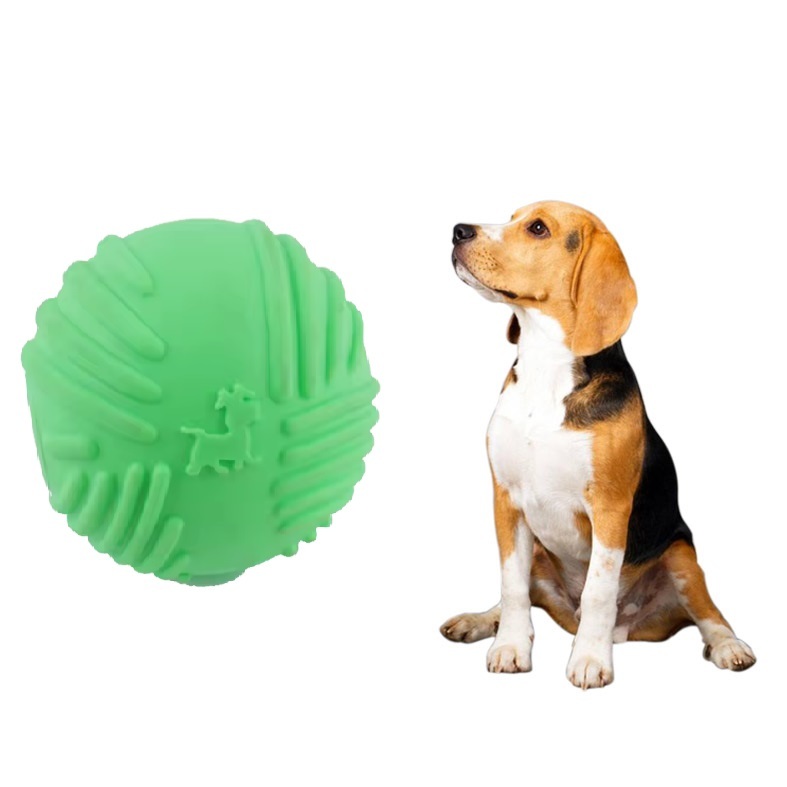 Durable Dog Chew Ball Natural Rubber Ball for Dog Training Chewing and Interactive Tug Ball Toy Clean Teeth
