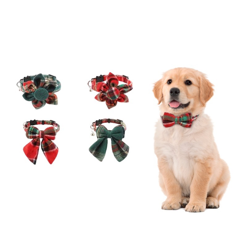 Custom Wholesale Plaid Dog Collar Bow Tie Colorful Wedding Dog Collar Triangular Scarf Sunflower OEM