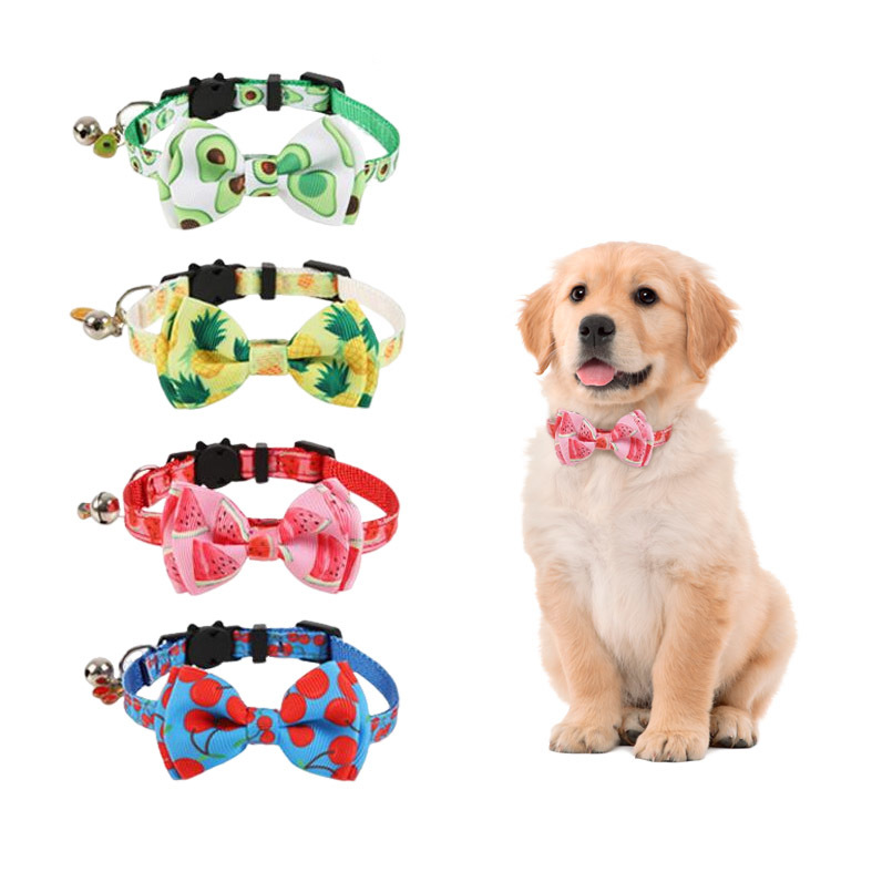 Custom Wholesale Plaid Dog Collar Bow Tie Best Seller Pet Accessories  Adjustable Safety Fruit Bow Collar OEM