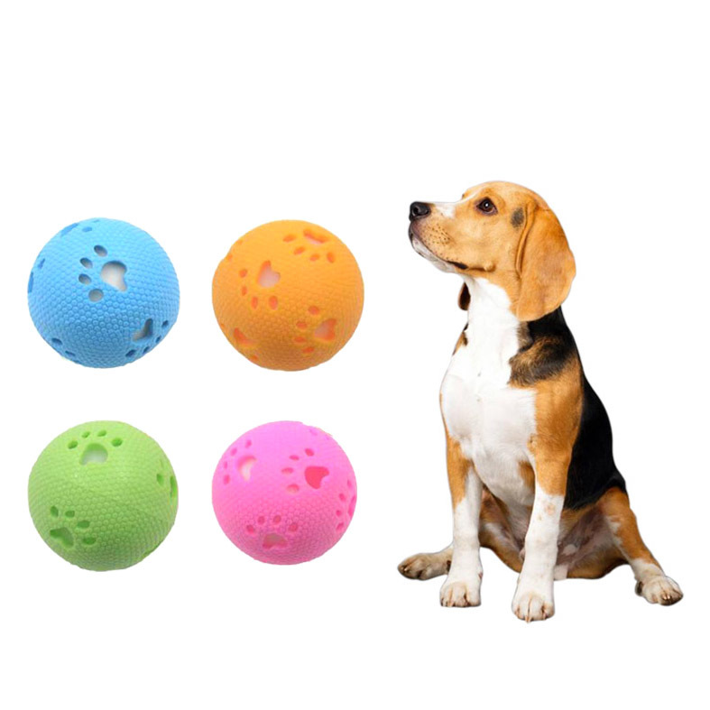 Durable Dog Chew Ball Natural Rubber Ball for Dog Training Chewing and Interactive Tug Ball Toy Clean Teeth
