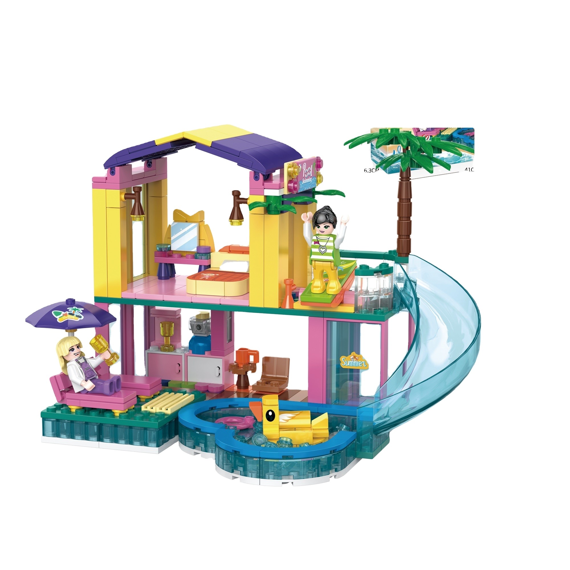 Puzzle building blocks/small particles/summer girl series/seaside lighthouse fishing platform 412PCS
