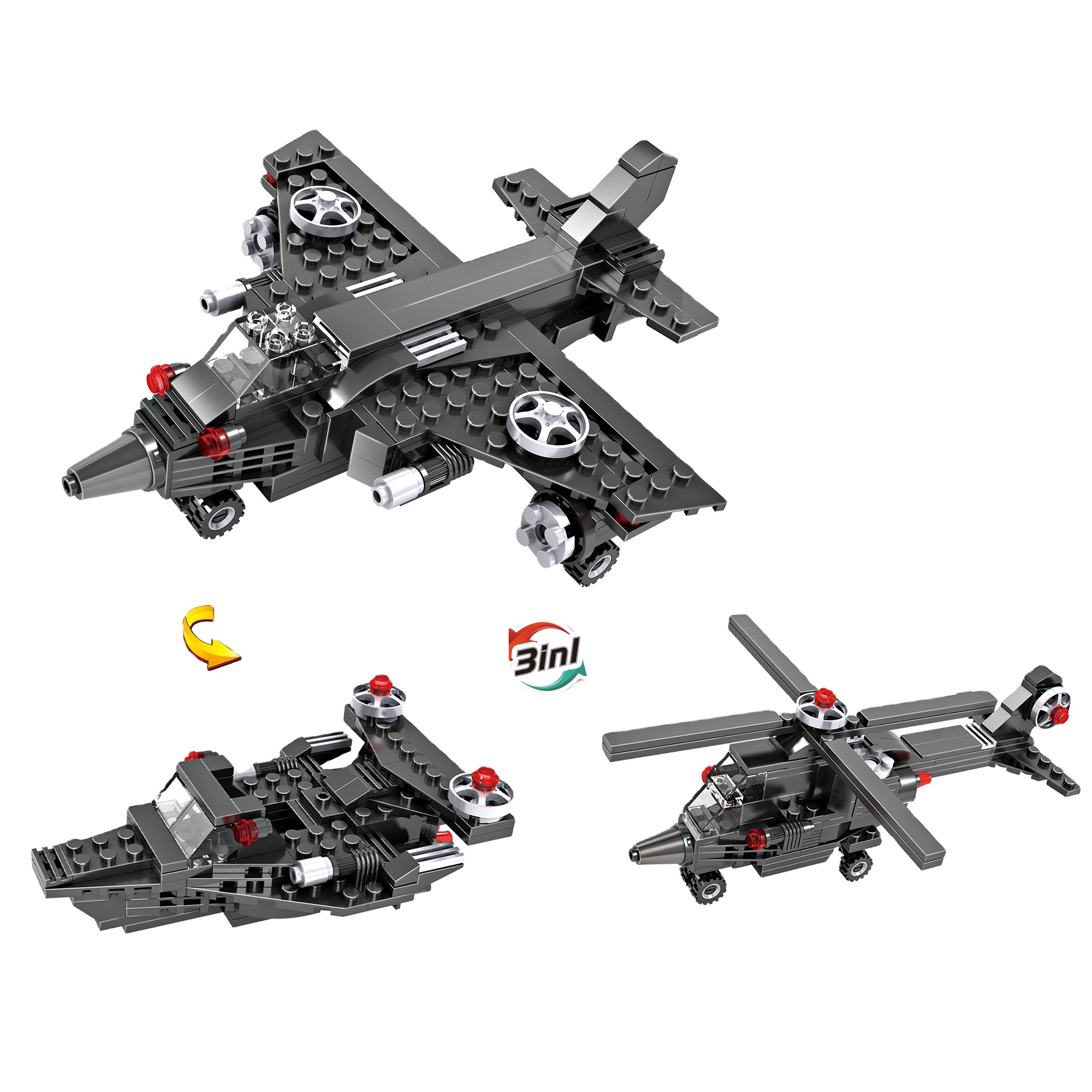 Puzzle Building Blocks/small Particles/creative and Changeable Series/one to Three/helicopter 177PCS