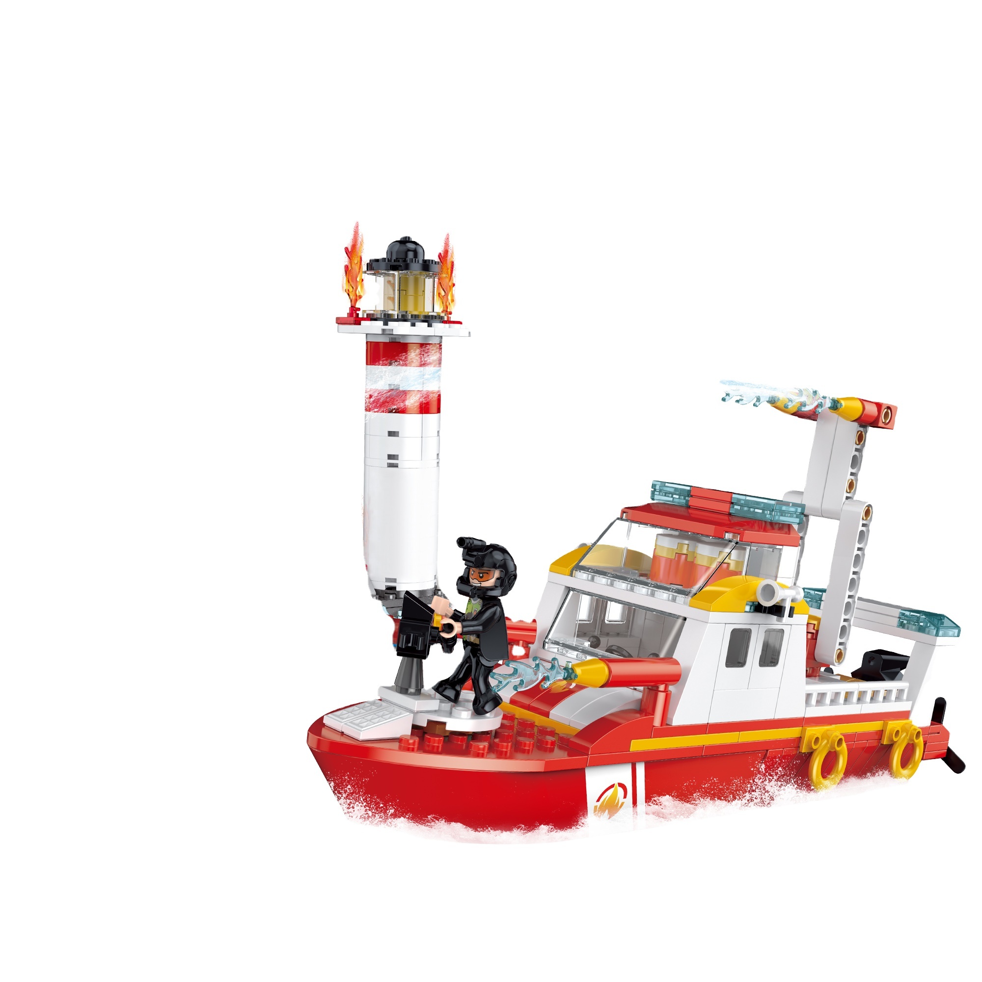 Puzzle building blocks/small particles/new fire protection series/sea lighthouse rescue/411PCS