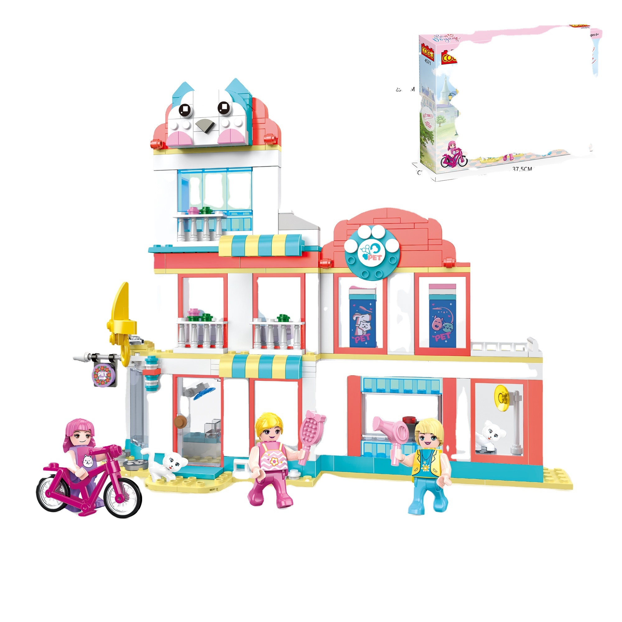 Puzzle building blocks/new cute pet girl series/pet beauty salon/366PCS
