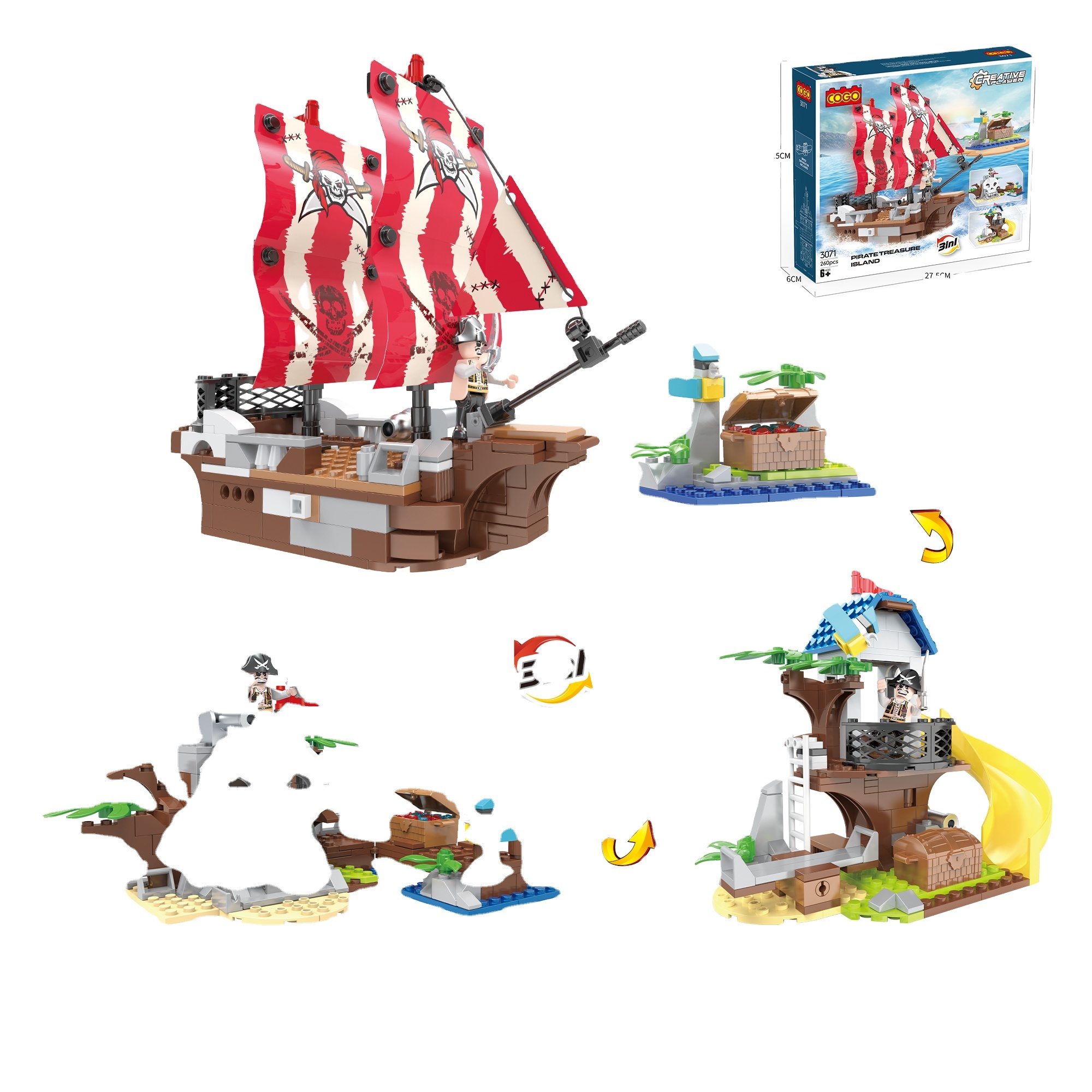 Puzzle building blocks/small particles/creative 1 to 3/260PCS pirate series