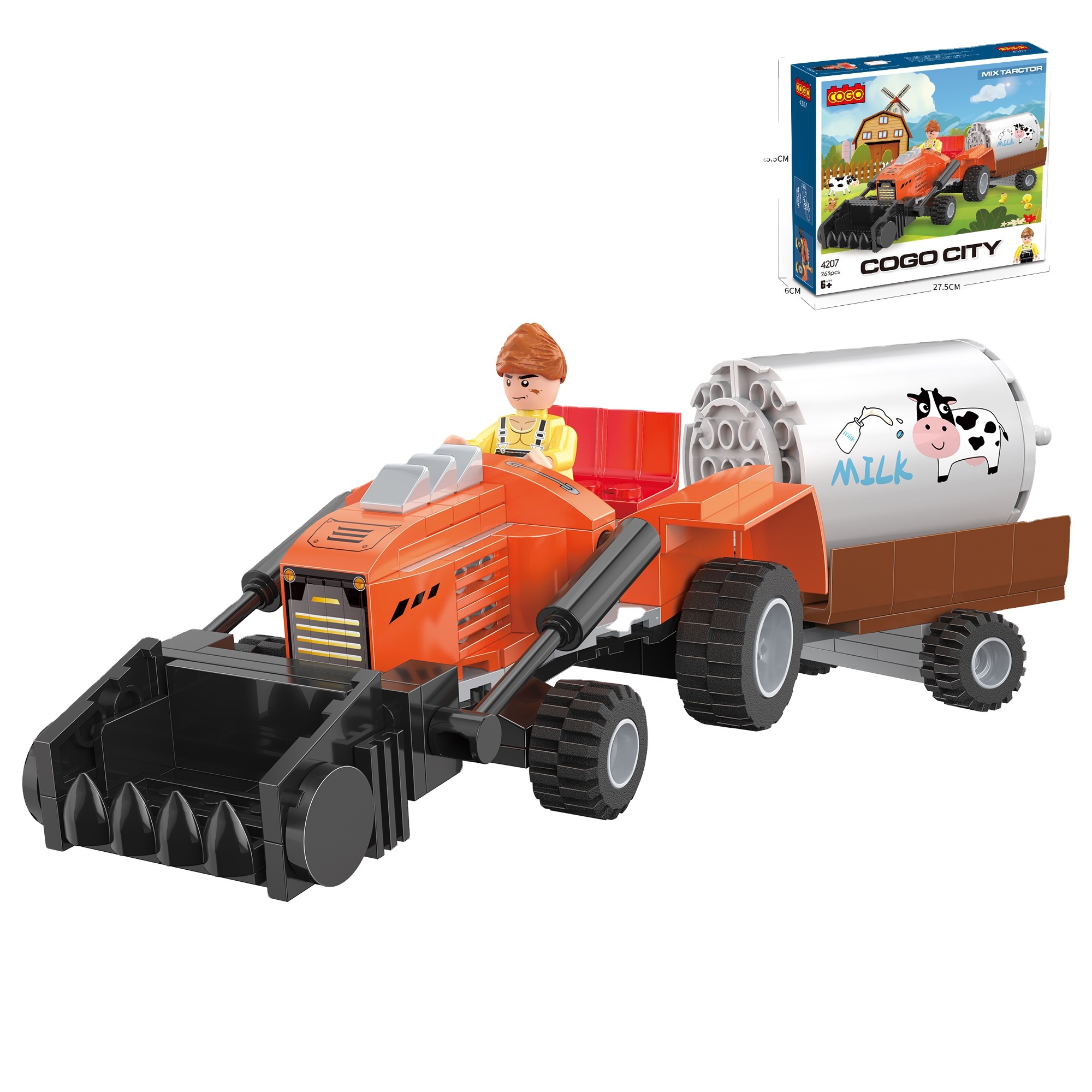 Puzzle building blocks/farm series/multifunctional tractor 263PCS