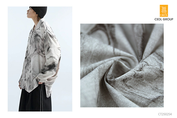 Environmentally Friendly and Comfortable Cotton Polyester Blend Gray Ink Printed Pattern for Shirts Fabric
