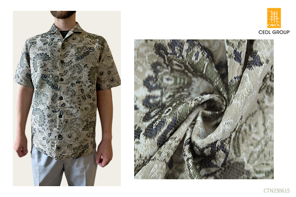 Cotton Polyester Nylon Blended Yarn Dyed Jacquard Men's Shirt Jacket Fabric