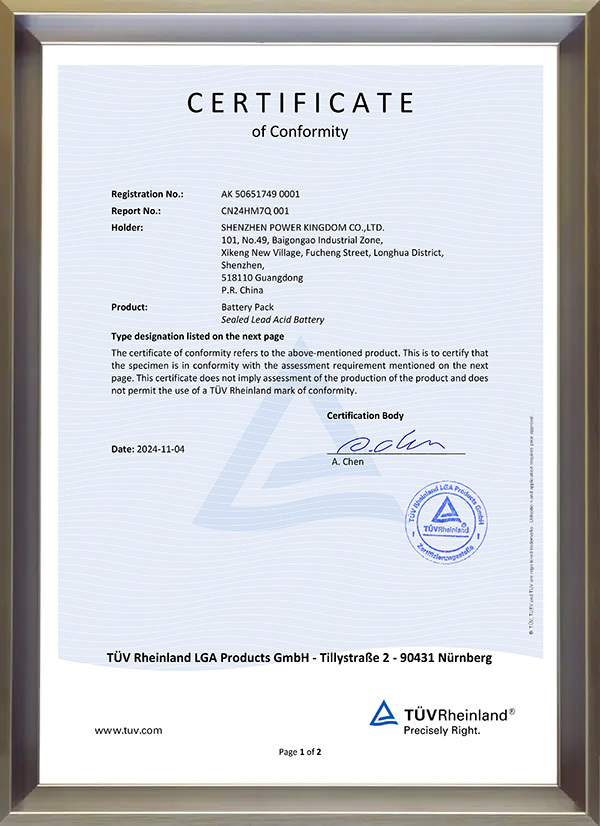 TÜV Rheinland-certified, Compliant with EU Battery Regulation (2023/1542)