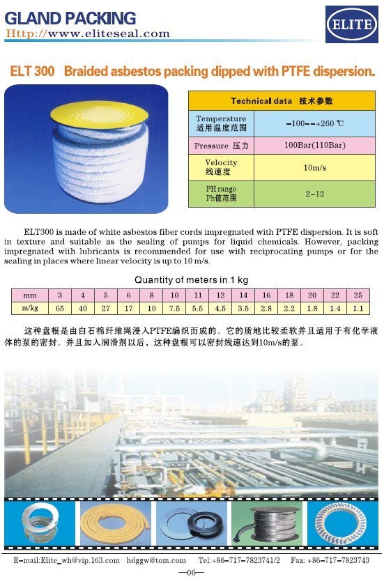 Asbestos PTFE packing