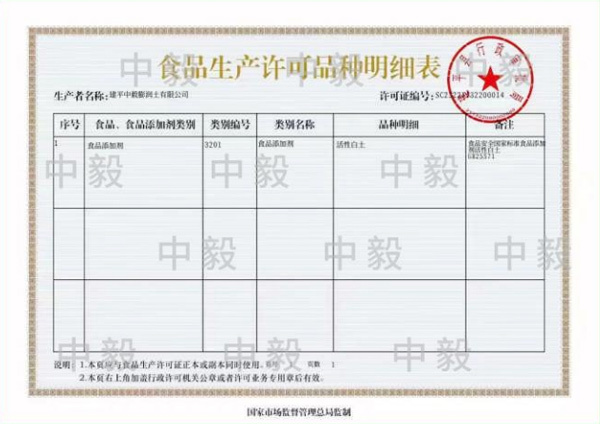食品生产许可品种明细表