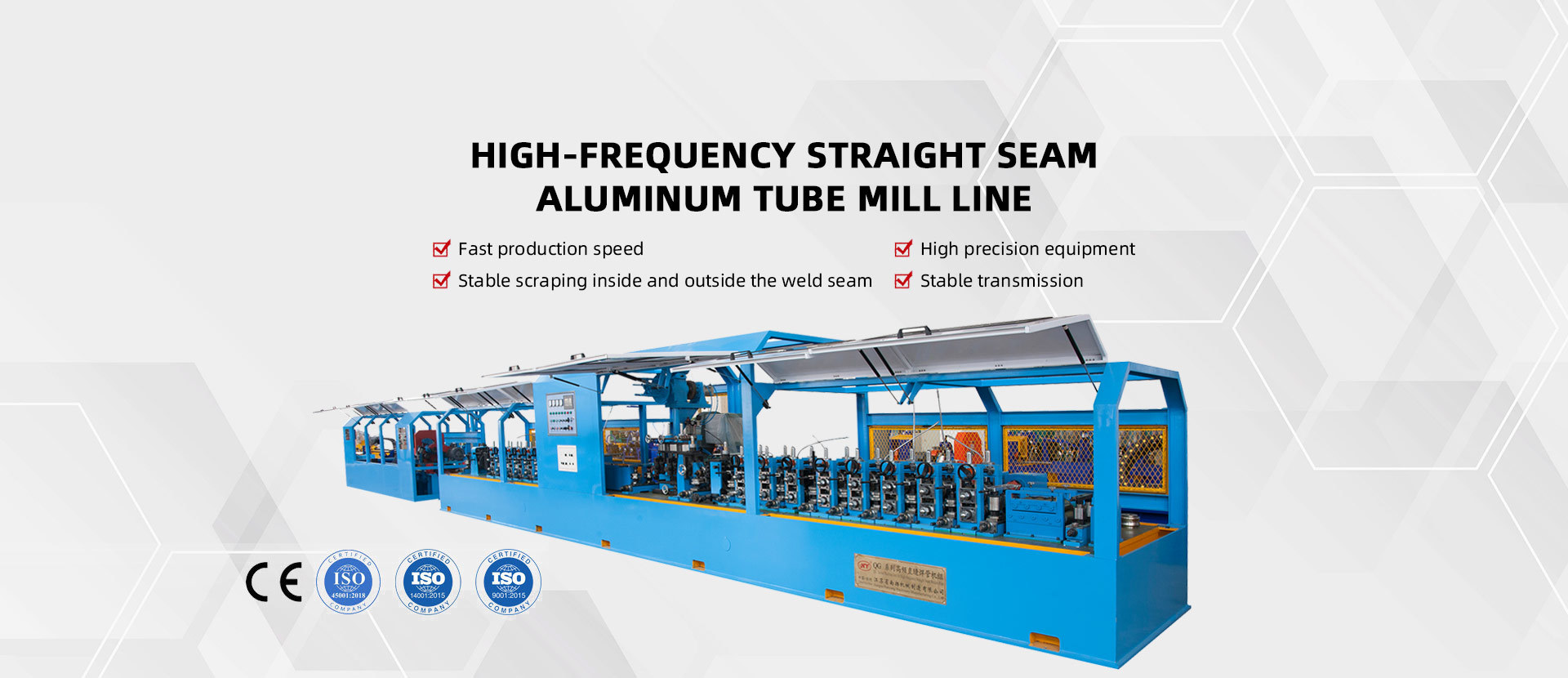 High-frequency straight seam aluminum tube mill line