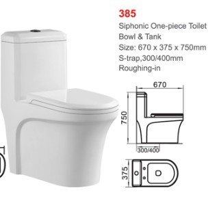 Modern Bathroom Sanitary Ware Siphonic One Piece Toilet