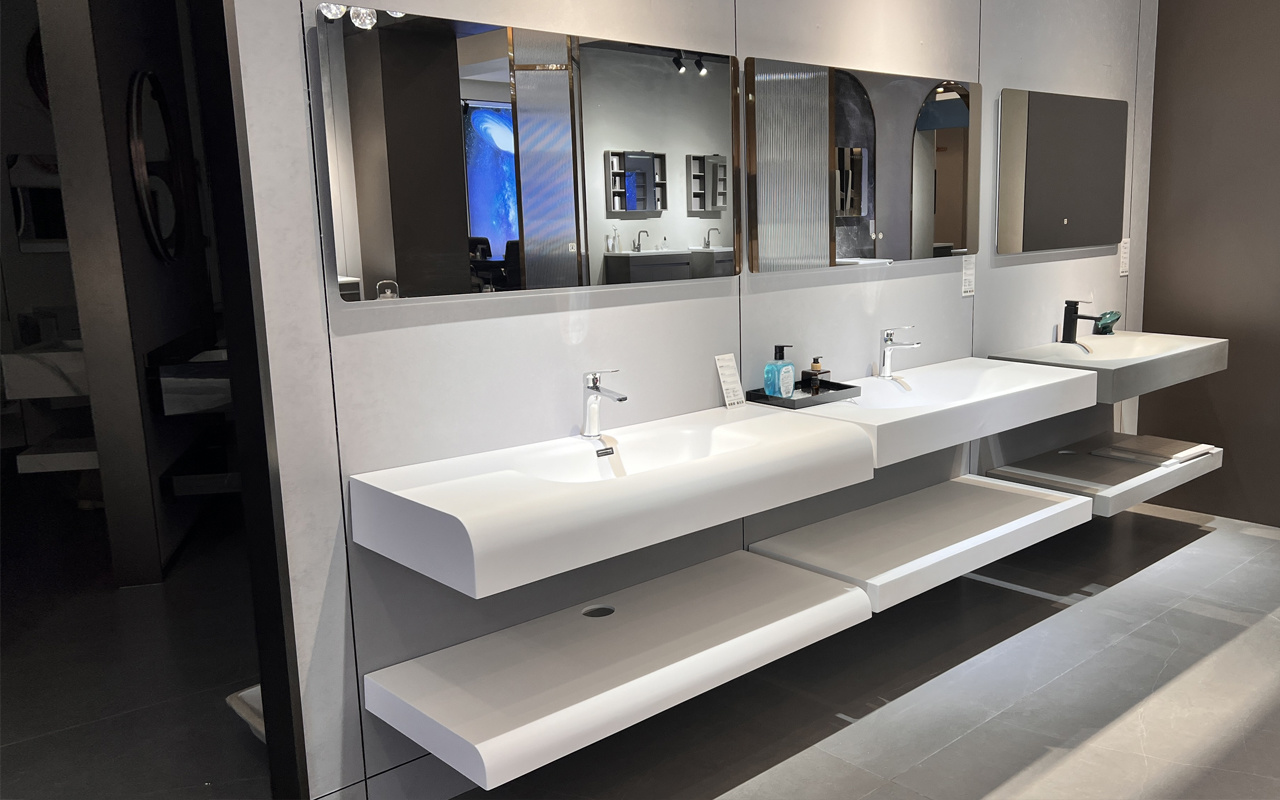 Premium Duasein Corian Bathroom Vanities Featuring KASI Acrylic Wash Basins