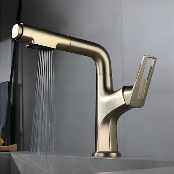 KASI Aquacubic leadfree Brushed Gold SUS Vanity Sink Bathroom Basin Faucet
