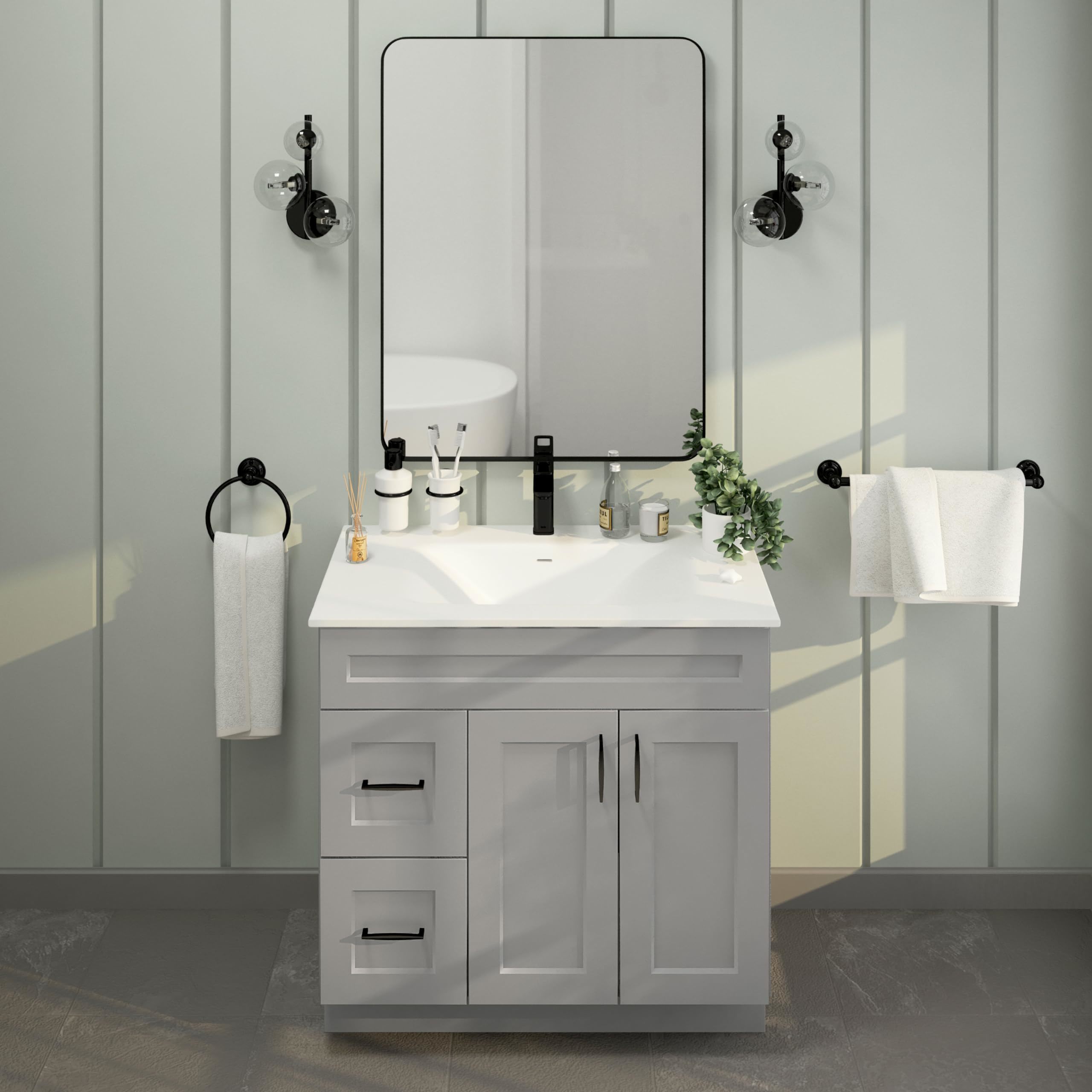 Bathroom Vanity Sink Base Ready-to-Assemble Bathroom Cabinet 24"/30'/36" Width (Vanity Base in White Shaker, 36 inch)