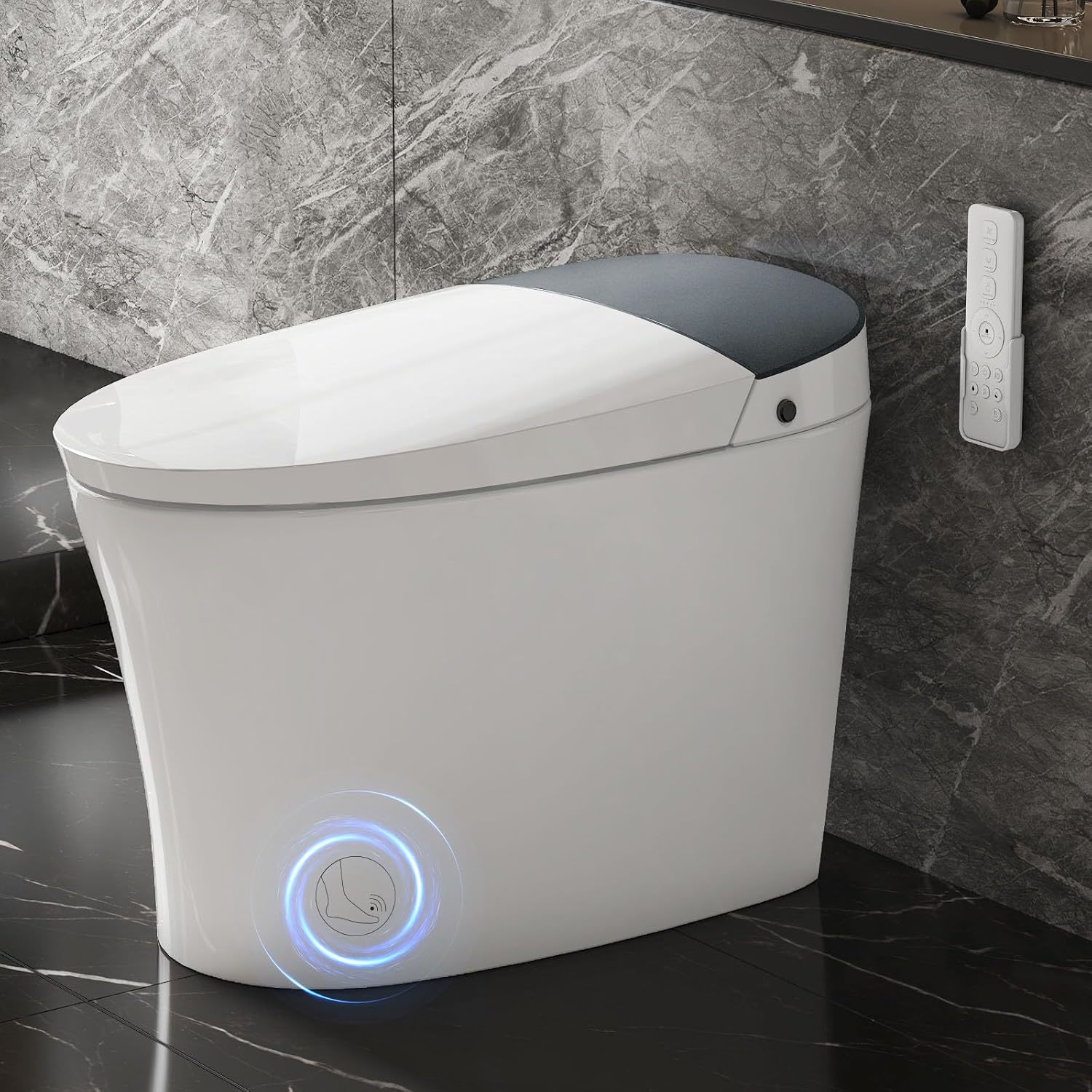 Smart Toilet with Bidet Built in Tank with Powerful Flush Auto Open/Close Lid Foot Sensor Operation Intelligent Heat Seat & Instant Warm Water