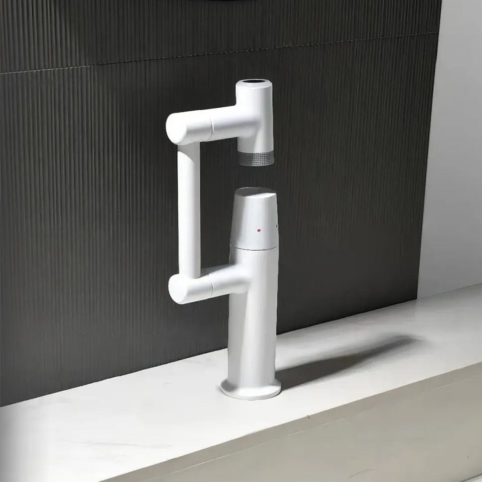 Smart rotating basin faucets brass white digital display bathroom sink tap LED temperature display bathroom basin faucets