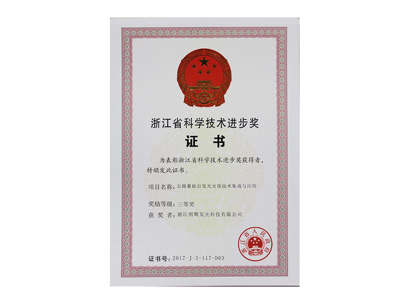 Certificate of Scientific and Technological Progress Award