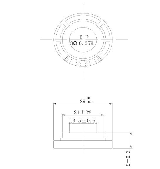 D36mm H9.5mm ( Plastic outter magnet )16Ω0.25W