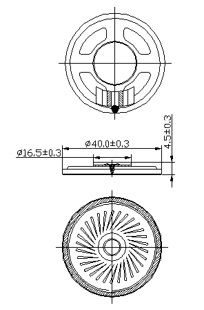 40 * 4.5mm iron shell magnetic 8 ohm 0.25W