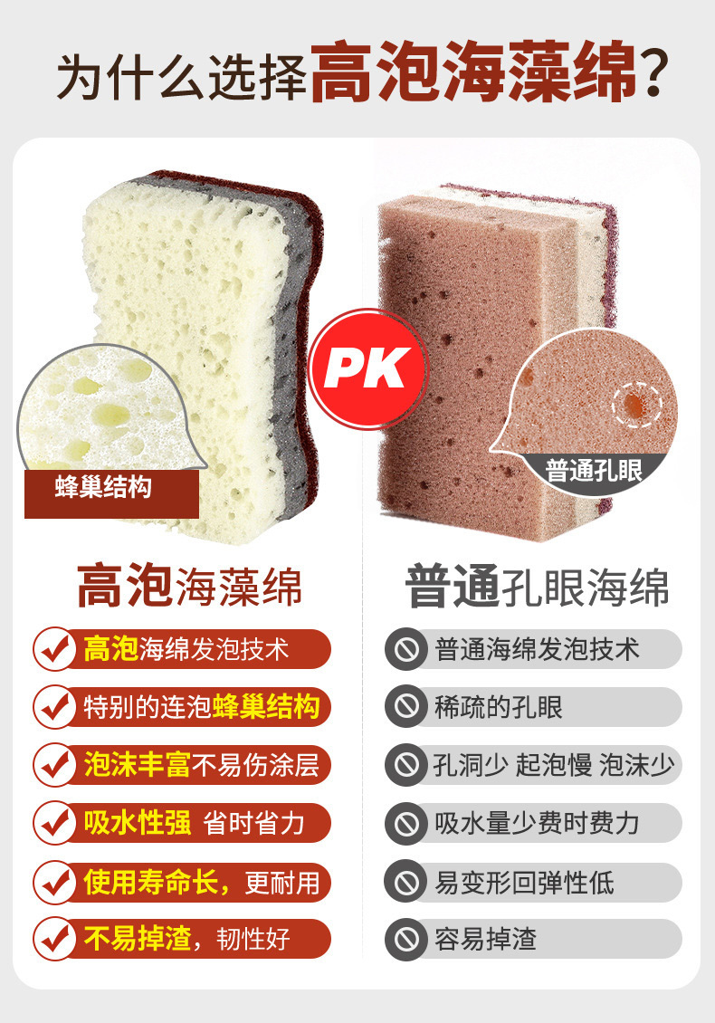 三色高泡剑麻海绵擦
